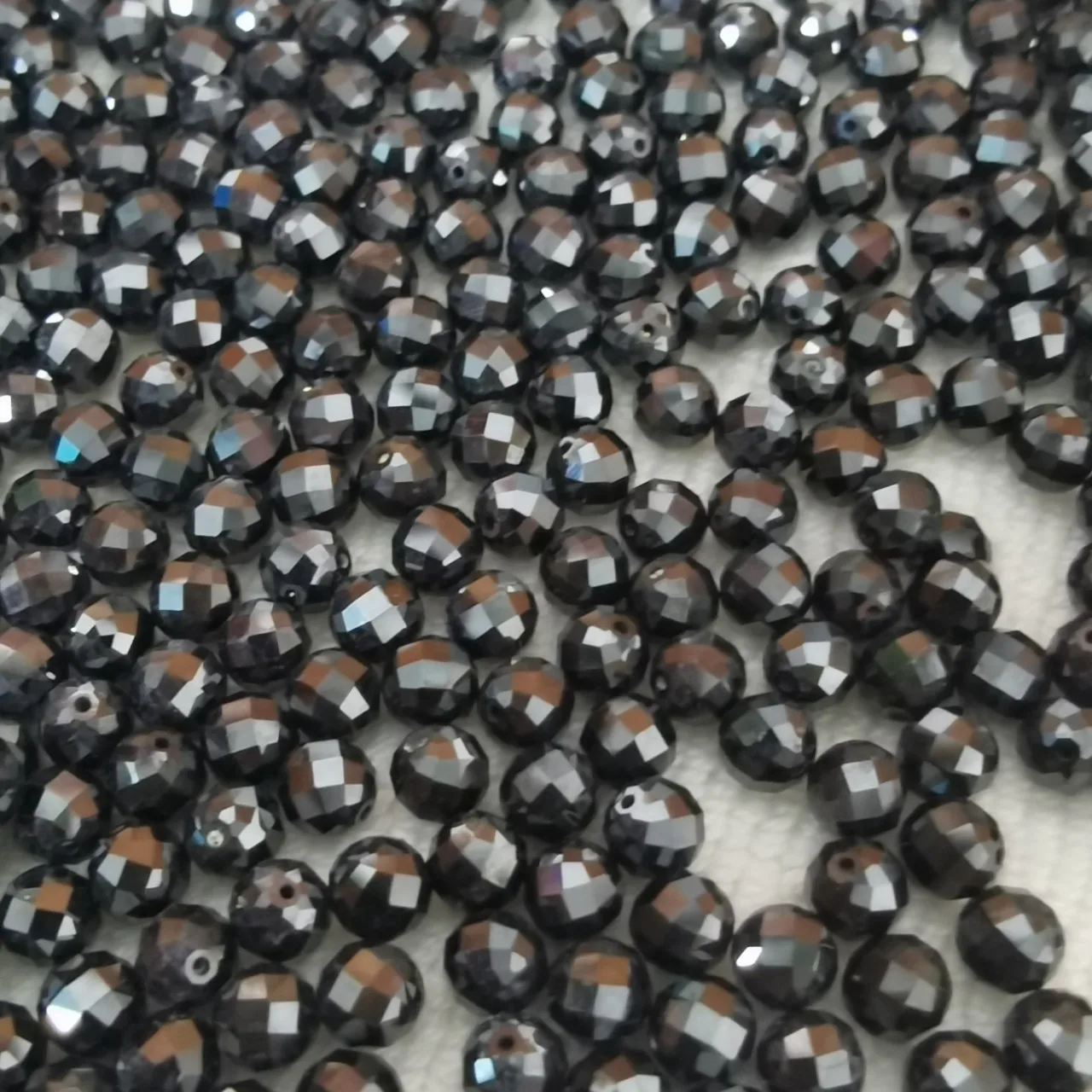 Black Zircon Grid Faceted Round Beads 5.75mm Drilled Loose Gemstone Beads for Bracelet Necklace DIY Jewelry