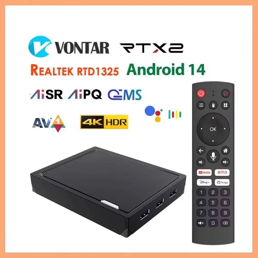 RT-X2 Android 14 TV Box Realtek1325 CPU يدعم AI-PQ AI-SR Set Top Box Android 14.0 1000M 2T2R Wifi5 BT5.2 مشغل الوسائط #1