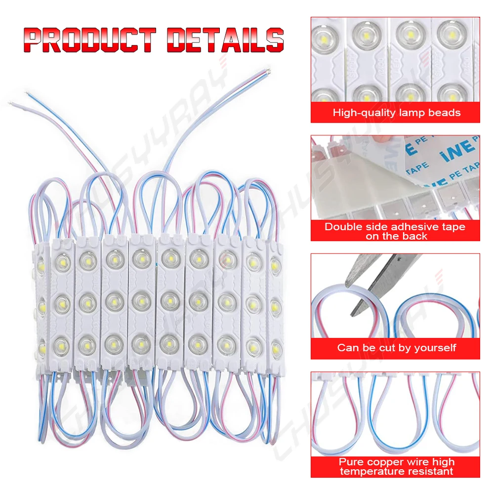 

PCVBMLAUT 2pcs/lot injection with lens COB LED module waterproof LED back light backlight for sign channel letter DC12V 2W IP68