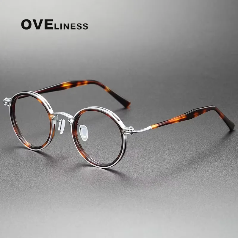 

2026 Fashion Glasses frame Men Women Retro Acetate Titanium Round Eyeglasses frames Eyewear Spectacles