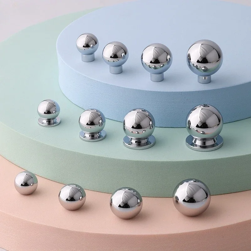 Solid Brass Cabinet Knobs Wardrobe Pulls Drawer Knobs Chrome Plated Kitchen Accessories Dress Jewelry Box for Furniture Hardware
