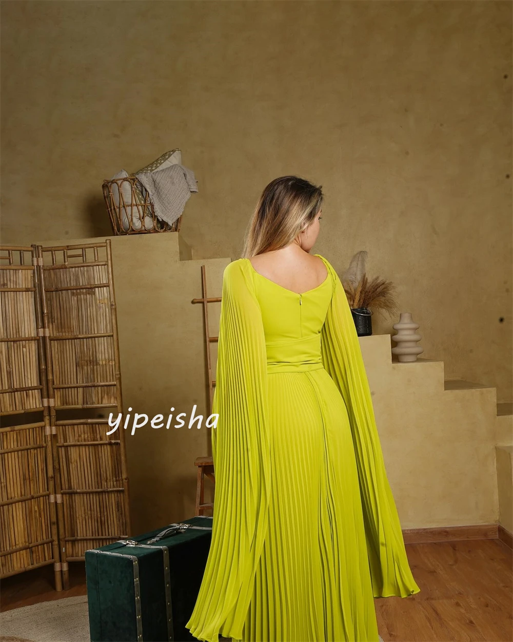 Jersey Draped Homecoming A-line Square Neck Bespoke Occasion Gown Long Dresses