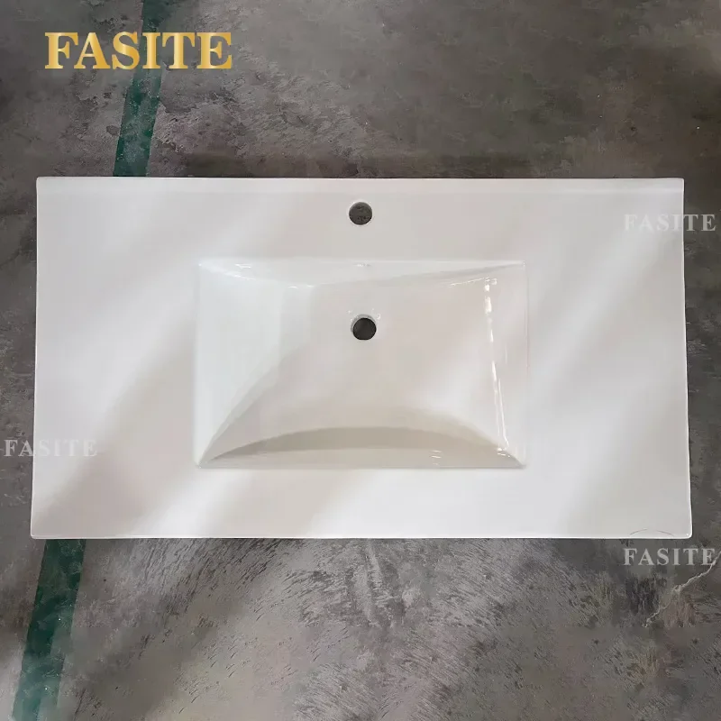 For 56cm Wide Ceramic Integrated Wash Basin Easy to Clean Bathroom Laundry Sink Countertop Basin Modern Home Decor