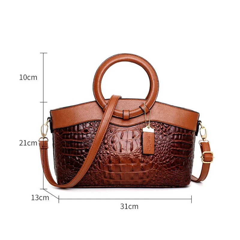 Women New Crocodile Pattern Tote Bag Fashion Designer Luxury High Quality Leather Handbag Ladies Party Shoulder Crossbody Bag