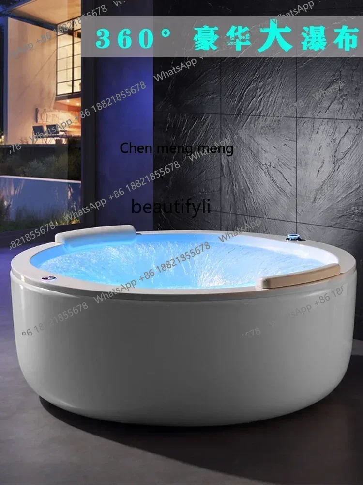 X  ss 8617 Acrylic Multifunctional Surf Jacuzzi Intelligent Constant Heating Round Waterfall Bath