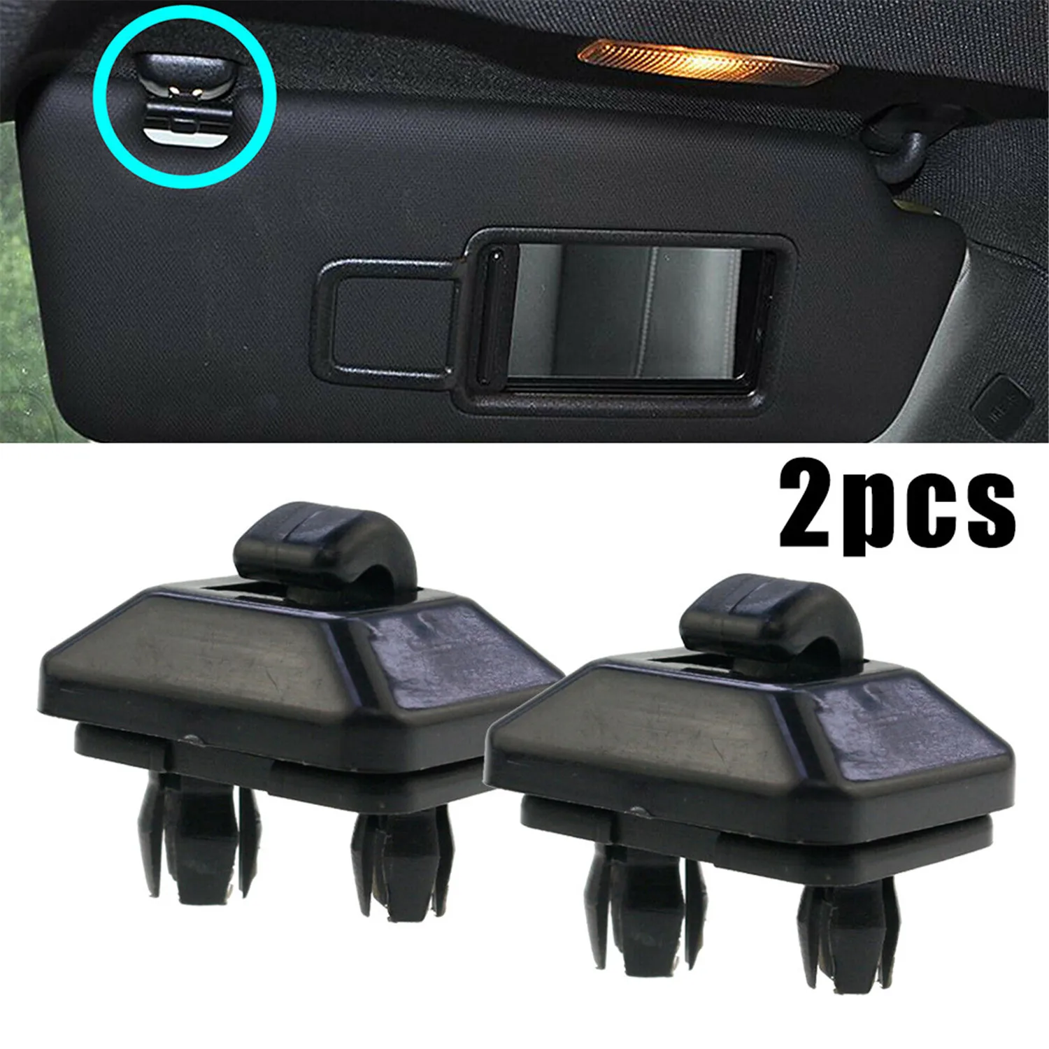 Set of 2 Black Inner Sun Visor Clip Holder Hanger For Audi A1 A3 A4 Q5 S4 S5 2.0 3.0 4.2 L4 V6 V8 8E0857561 8E0857562A 8U0857562