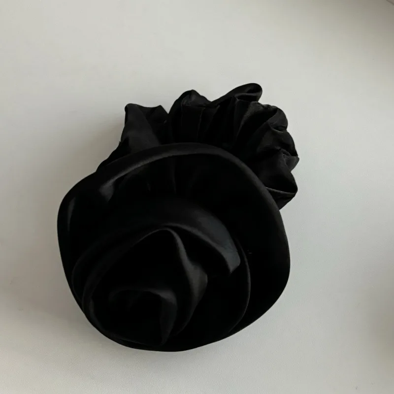 French High-Grade Satin Rose Flower Hair Rope Hair Band Ins South Korea Gentle Fairy Lady Hair Band Rubber Band