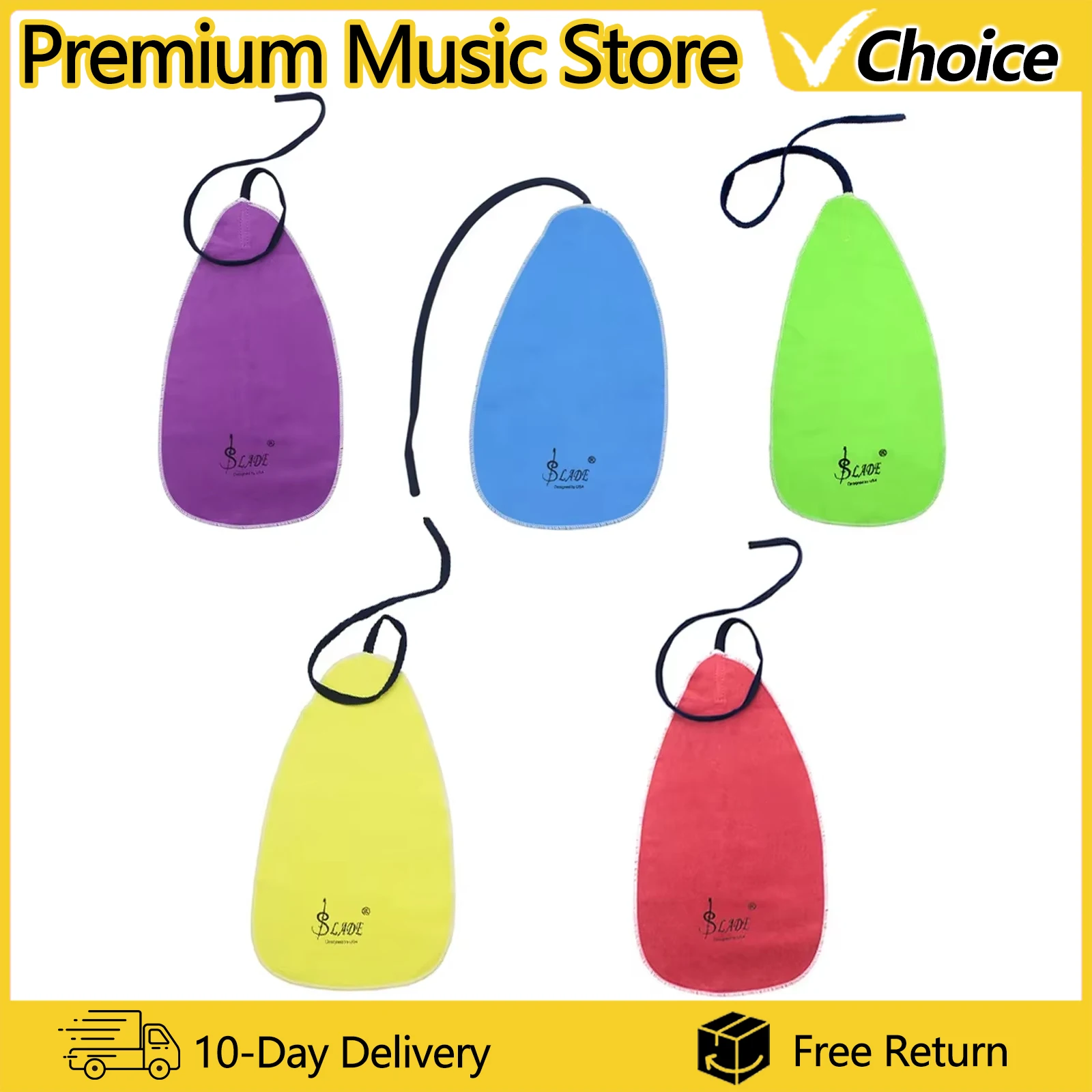 SLADE Artificial Faux Suede Inner Chamber Cleaning Cloth Saxophone Flute Clarinet Woodwind Instrument Cleaning Cloth with Rope