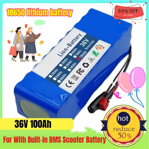 36V 100Ah 18650 Battery for With Built-in BMS Scooter Battery + Charger
