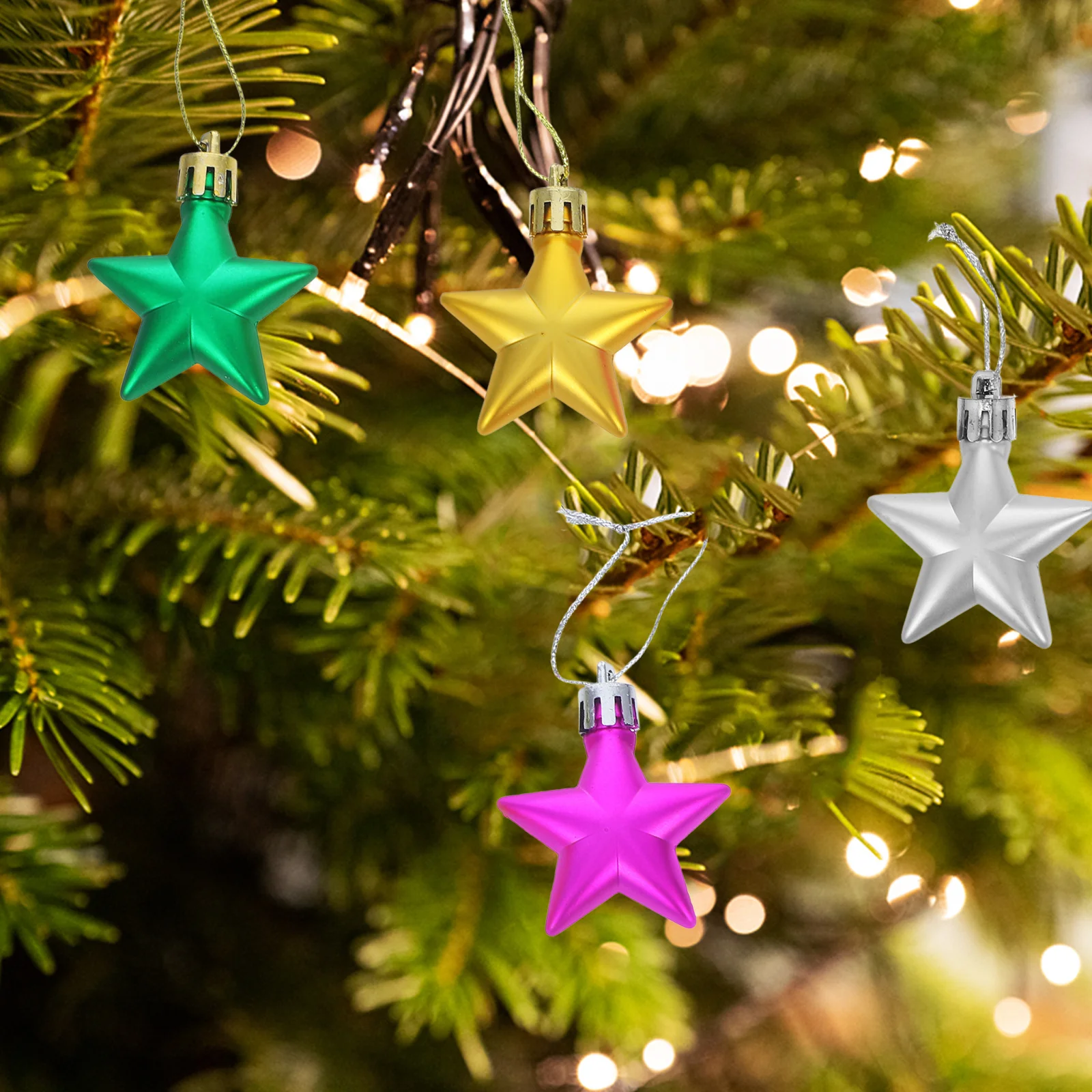 

12Pcs Xmas Tree Hanging Star Ornaments Plastic Christmas Party Decorations Home Garden Wall Hanging Decor Christmas Ornaments