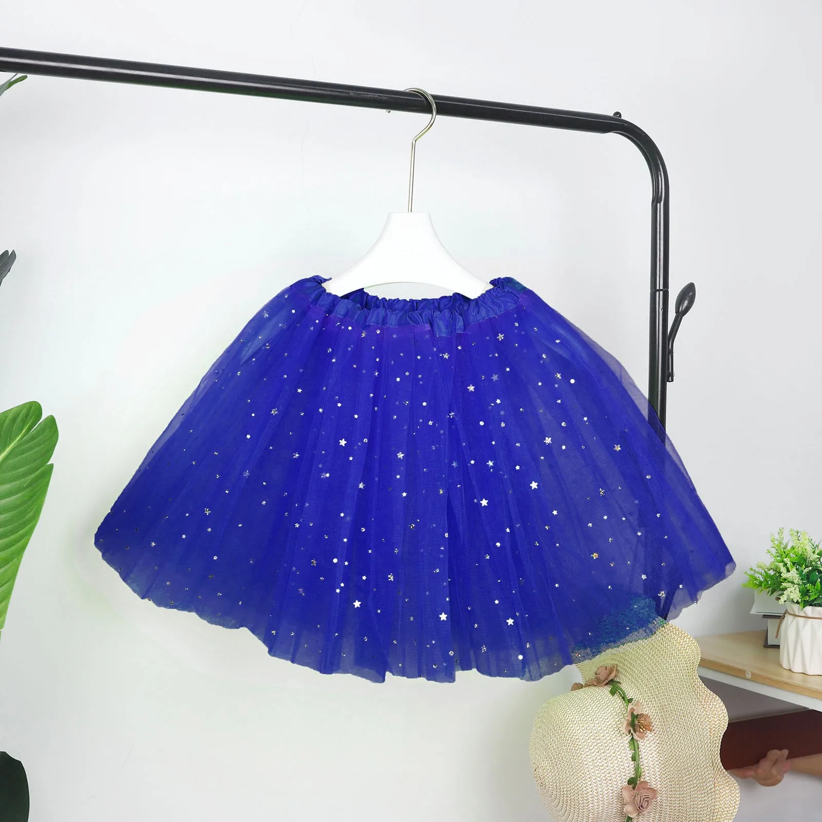 

3Layers Women&Kid Fluffy Pleated Thin Mini Tutu Skirt for Cosplay Party Travel Parent-child Sequin Dance Performance Short Skirt