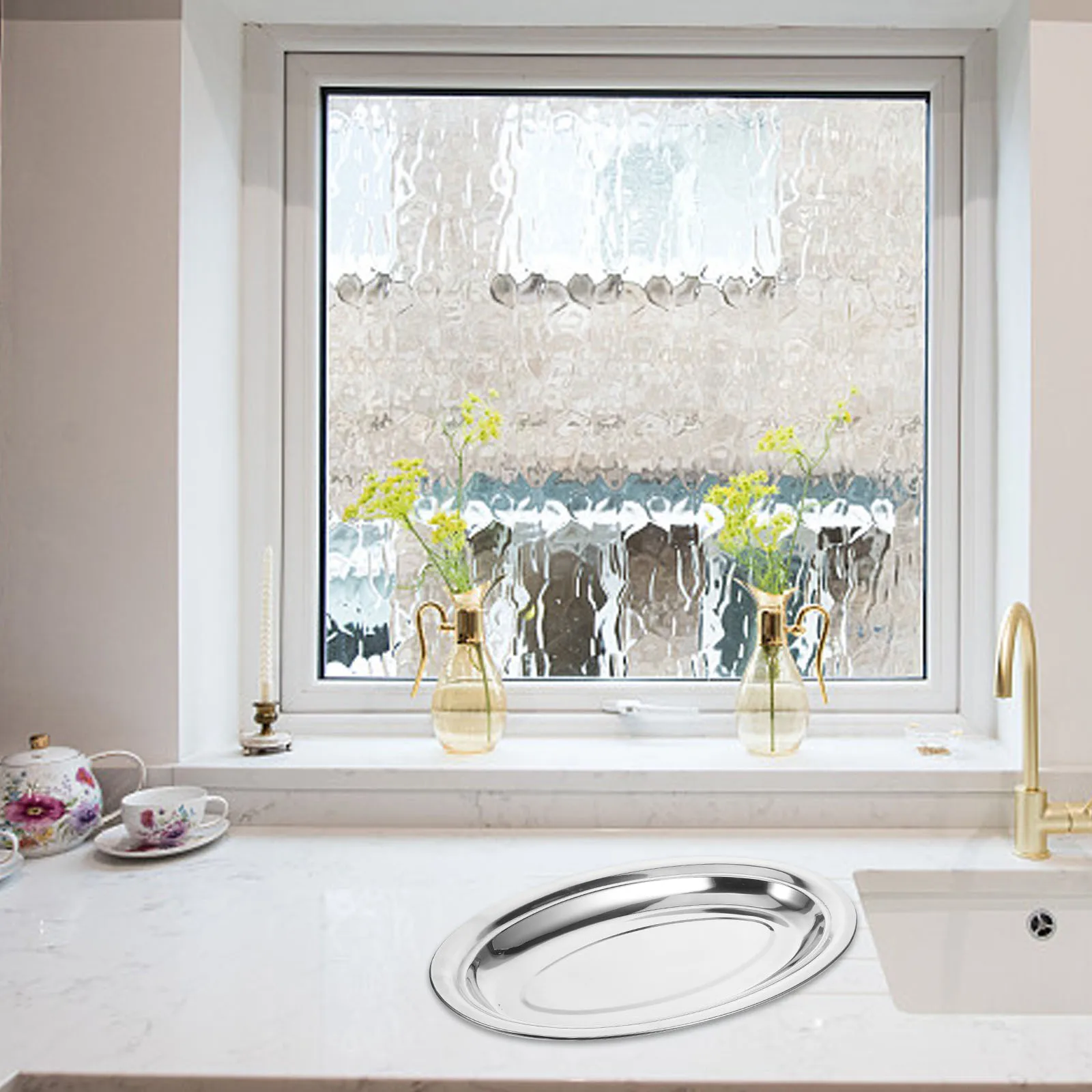 

1pc Stainless Steel Fish Tray Silver Oval Serving Plate For Home Dinner Snack Fruit Food Storage Metal Platter Kitchen Barware