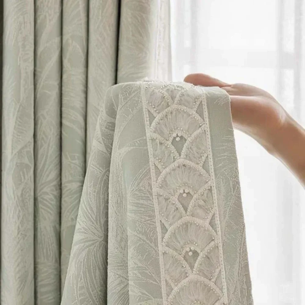 New High-precision Embossed Jacquard Curtain French Retro American Light Luxury Finished Curtains For Living Dining Room Bedroom