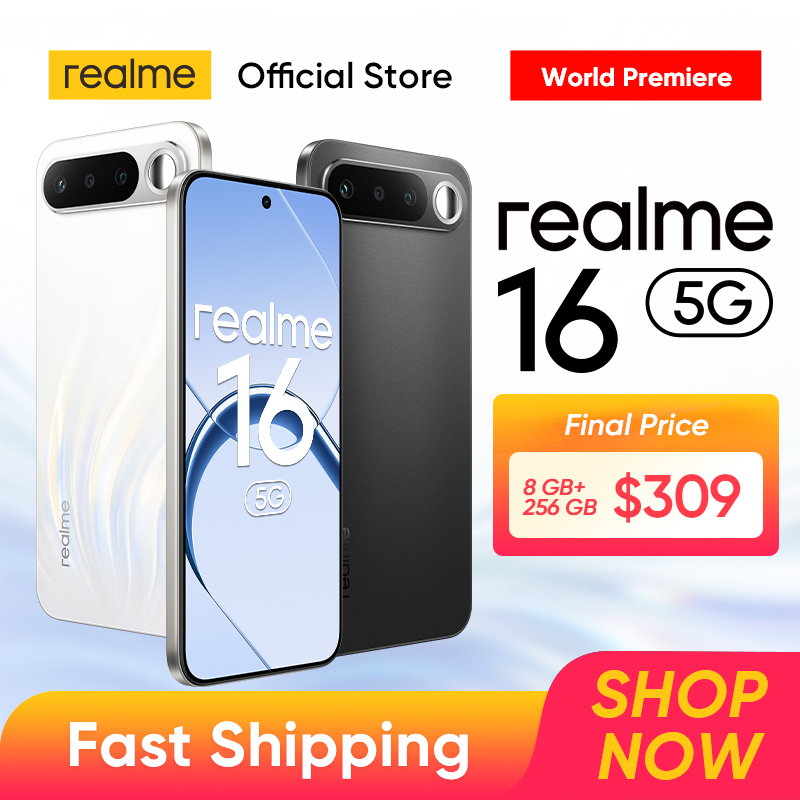  [New Launch] realme 16 5G Smartphone NFC 6.57" 120Hz AMOLED Display Dual 50MP AI Camera 7000mAh Battery 60W Charge IP69 Pro 