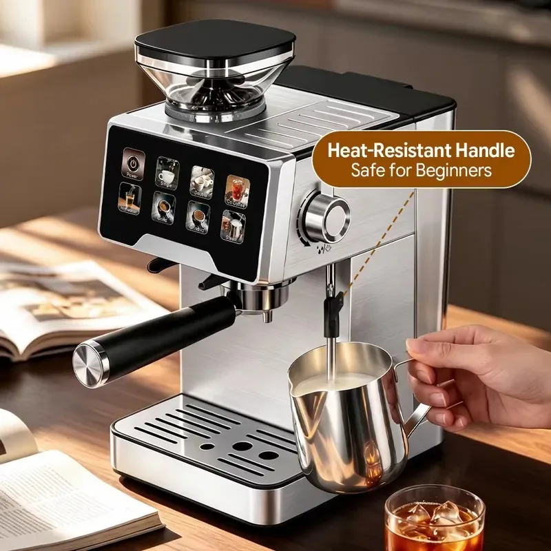 STLF Electric coffee machine for beginners, home espresso bean brewing machine, cold brew coffee machine