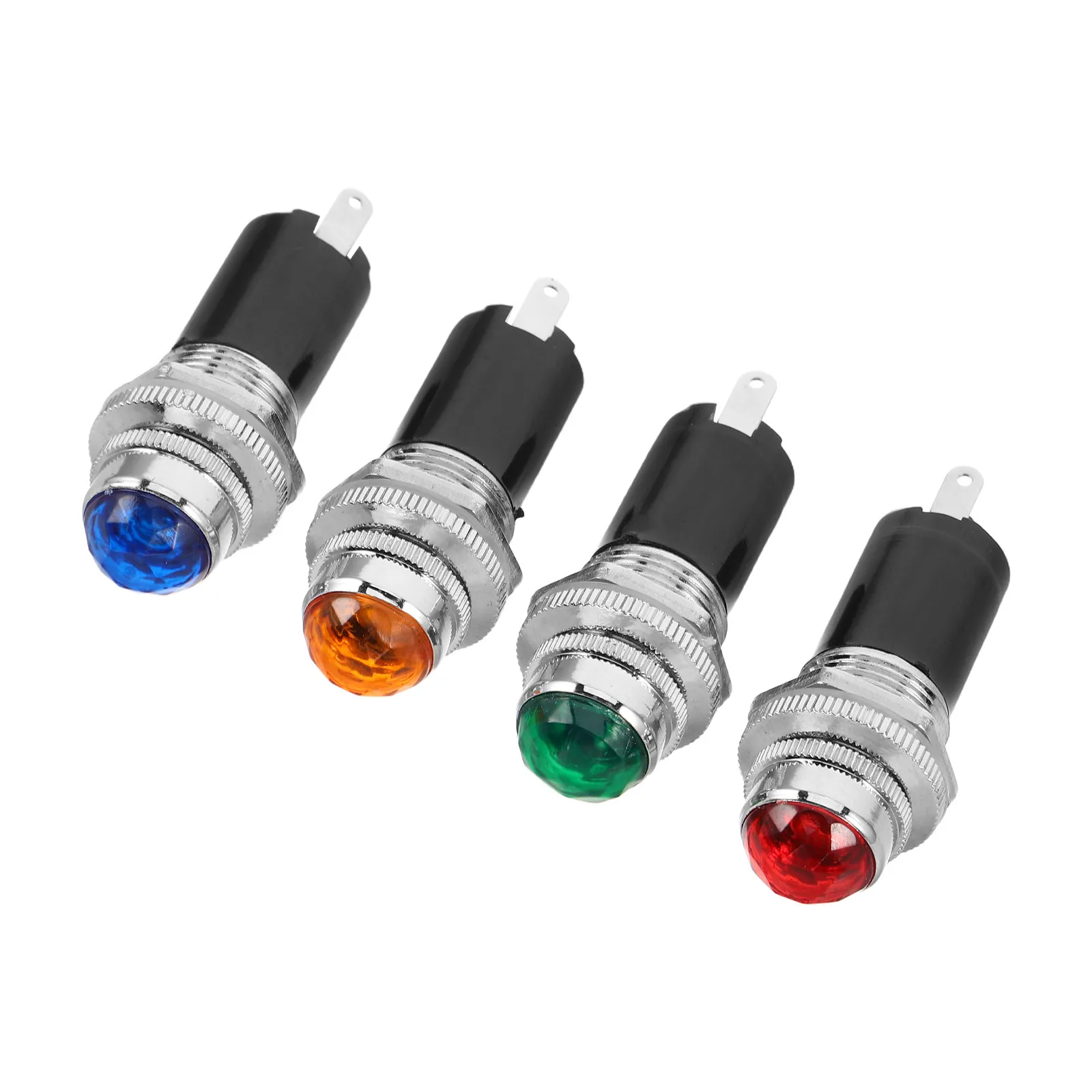 

4Pcs Panel Mount LED Indicator Light Set for Audio Monitoring Stage Equipment Blue Red Green Orange 6.3V IP65