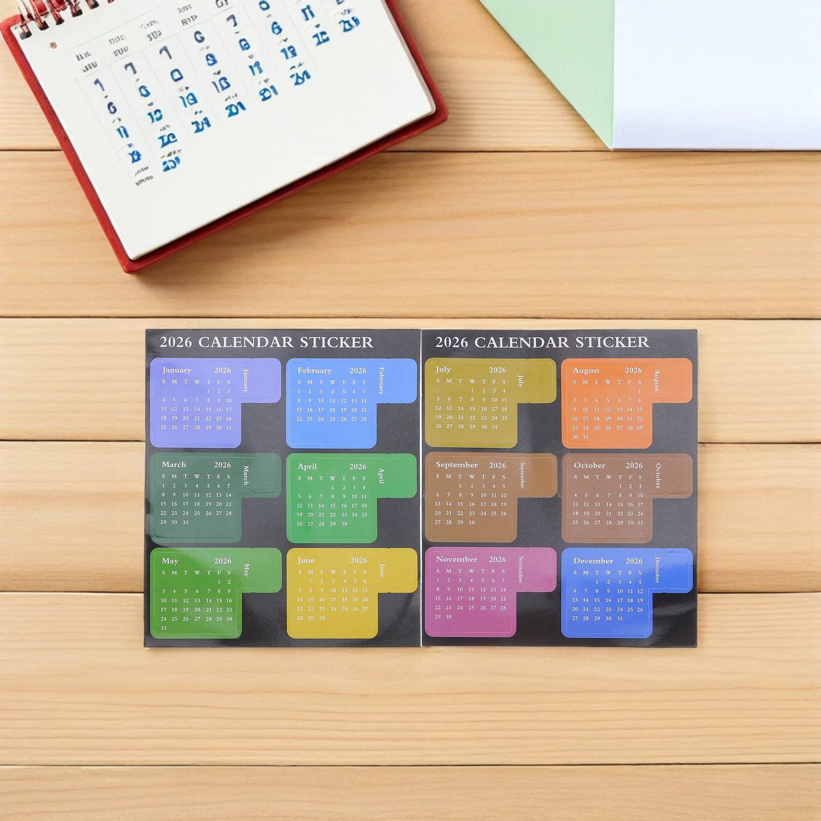 

6 шт. 2026 самоклеящиеся наклейки-календарь, ежемесячные индексные вкладки для тетрадей и ежедневного планирования, разделители для тетрадей, вкладки