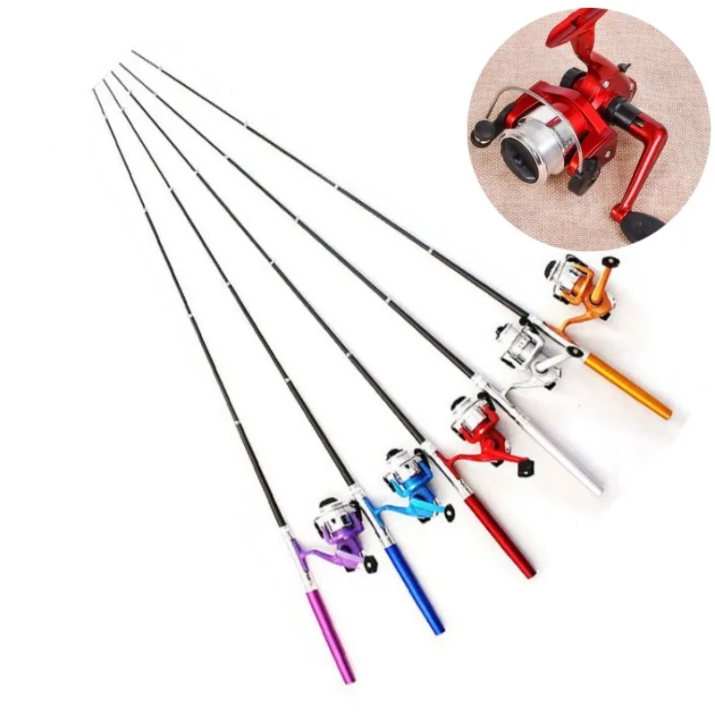 1/set Outdoor Portable Mini Pen Fishing Rod Telescopic Pocket Rod Mini Ice Fishing Pole Fishing Accessories Rod Pole + Reel