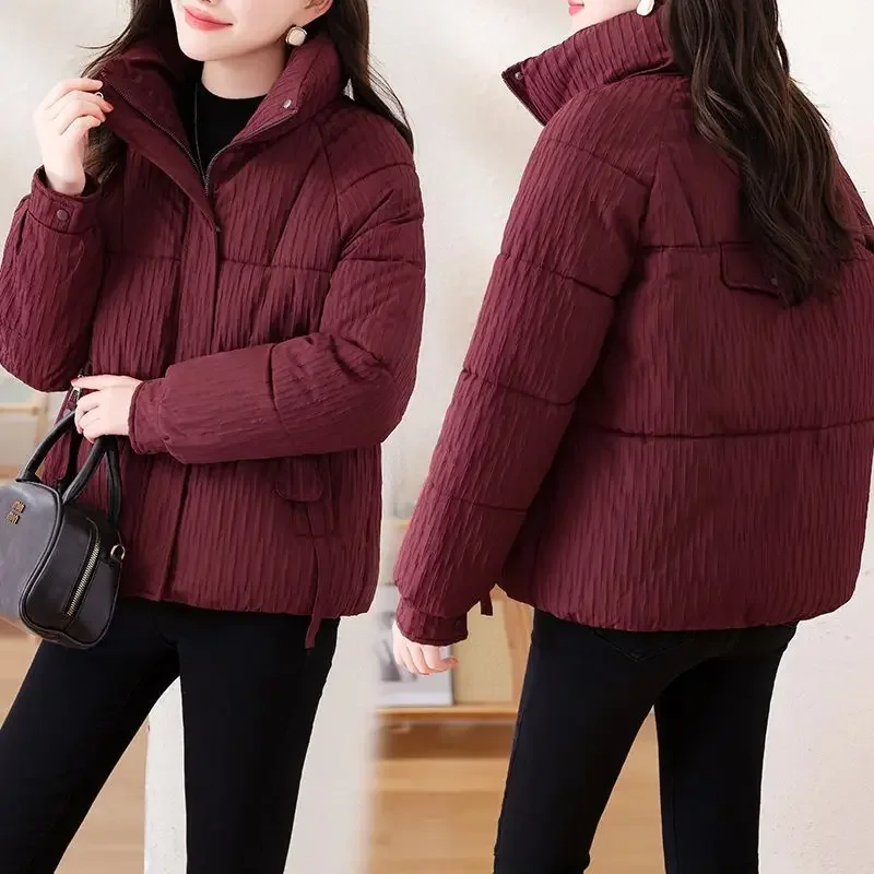 Winter Coat 2027 New Stand up collar Down cotton Lacket Lady Thicken cold proof Short Jacket Women's Warm Outwear Green Black