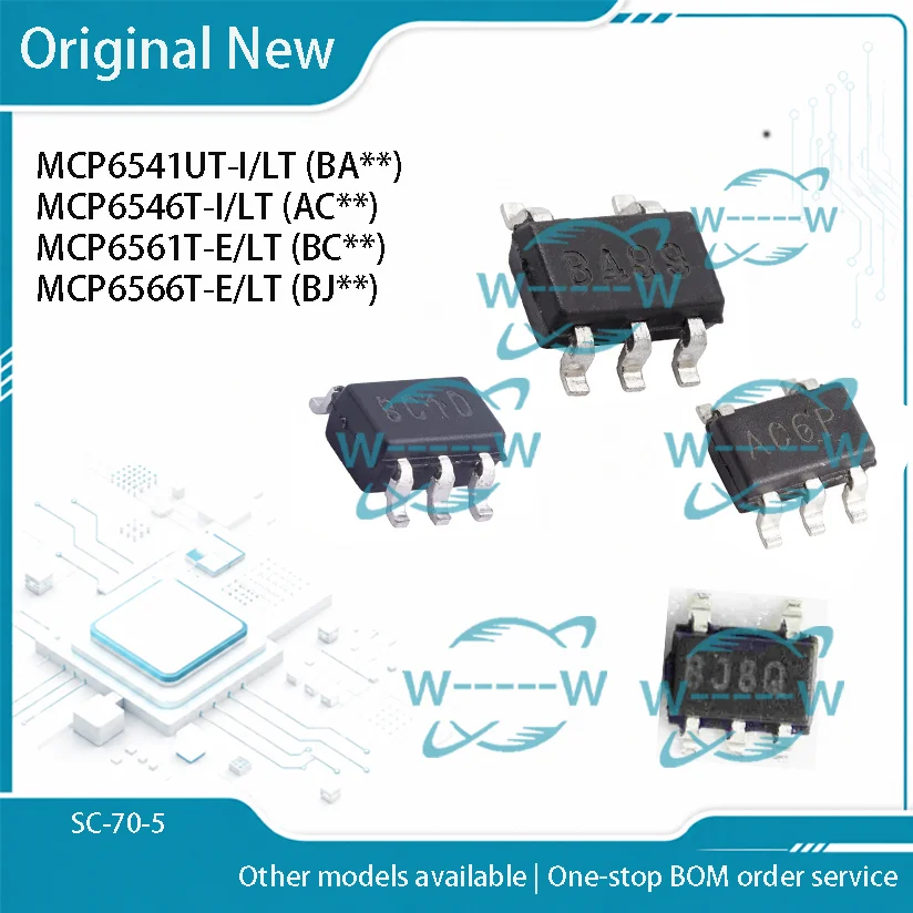 5-50PCS) MCP6541UT-I/LT BA MCP6546T-I/LT AC MCP6561T-E/LT BC MCP6566T-E/LT BJ MCP6541U MCP6546 MCP6561 MCP6566 IC CHIP