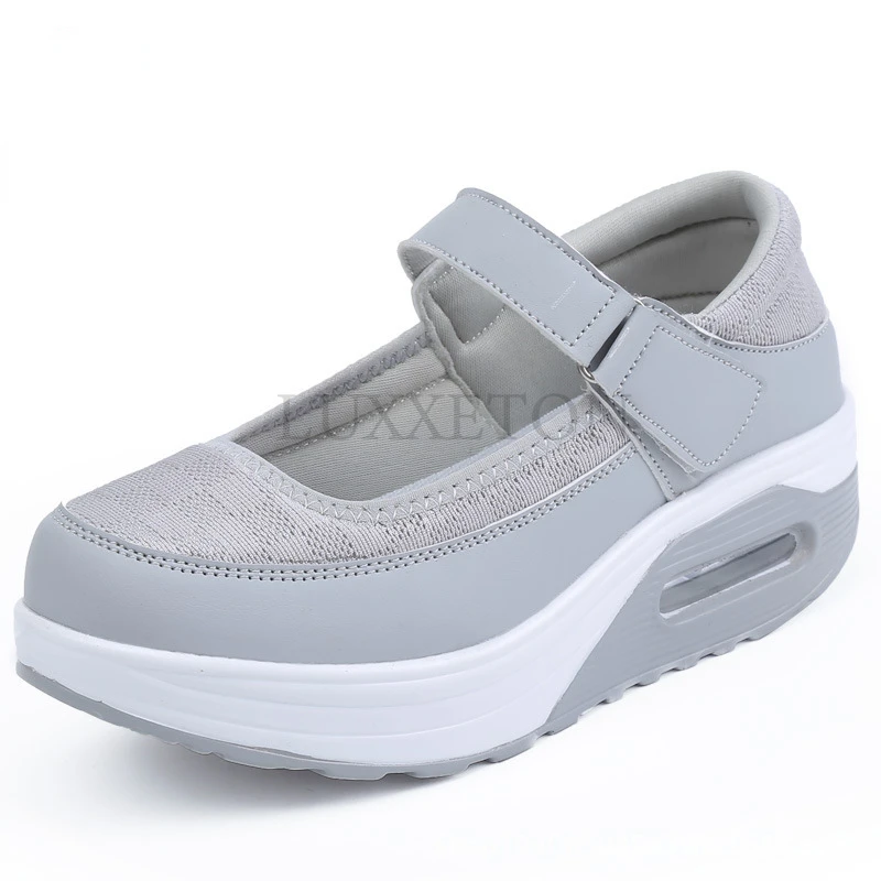 Sneakers Women Trends  2023 Spring Hook  Loop  Breathable  Platform  Shoes  Large- Sized  Female  Outdoor  Walking  Sport  Shoes