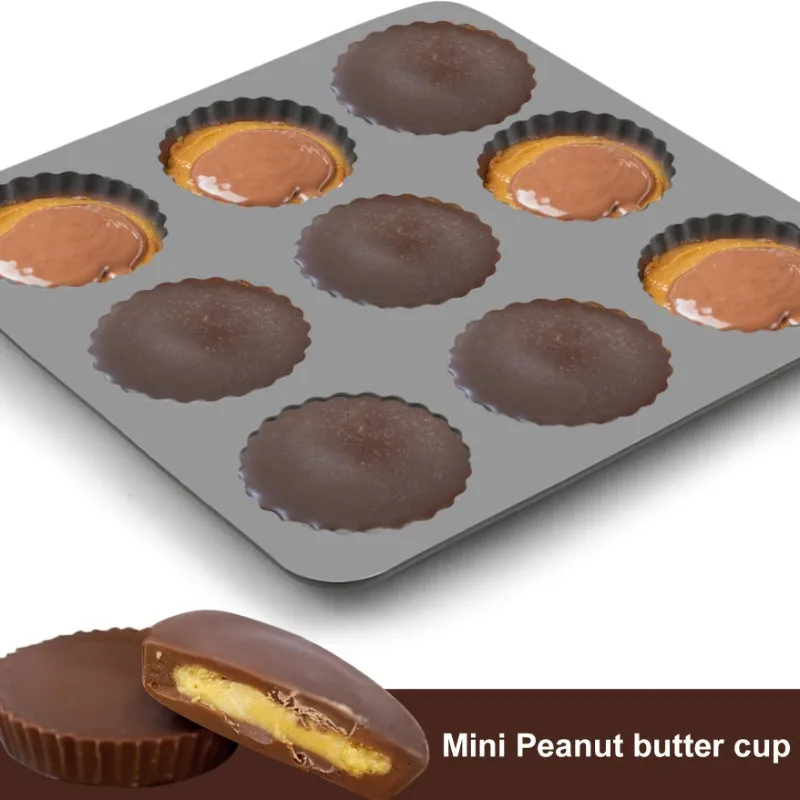 Peanut Butter and Chocolate Cup Silicone Mold,Chocolate Almond Peanut Butter Cup Mini Baking Mold for DIY Cake Decorating Tool