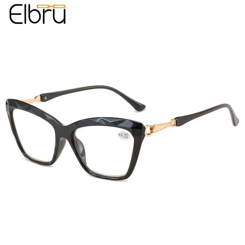 Elbru + 1.0 1.5 2.0 2.5 para + 4 cateye óculos de leitura moda feminina presbiopia óculos hyperopia para unisex