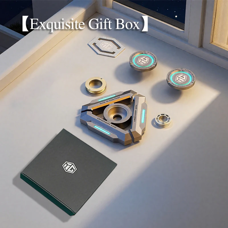 빛나는 금속 피젯 스피너 - 성인용 자이로 핸드 스피너, 스트레스 해소, 무소음 EDC 장난감, ADHD 불안 완화, 멋진 선물