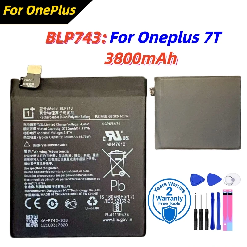 

BLP743 3800mAh Lithium Battery For Oneplus 7T One Plus 7T Phone Battery High Capacity Batteries Bateria Fast Shipping