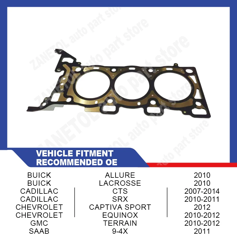 12634481 12605844 4807956 26559PT ZANETOL Left Cylinder Head Gasket for CHEVROLET CAPTIVA SPORT 3.2L 2012 BUICK LACROSSE 3L 2010