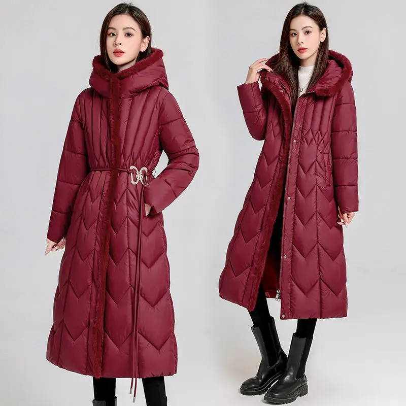 Oversized 7XL Middle-aged mother Winter Hooded Coat 2025 New Down cotton Thick Warm Coats Windproof Women's Long Parkas Overcoat