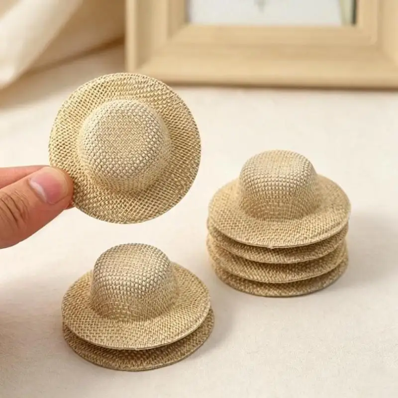 10Pcs Mini Straw Hat Pendant Imitation Woven Tiny Hat Jewelry Making Accessories For DIY Earrings Keychain Doll Decor Handcraft