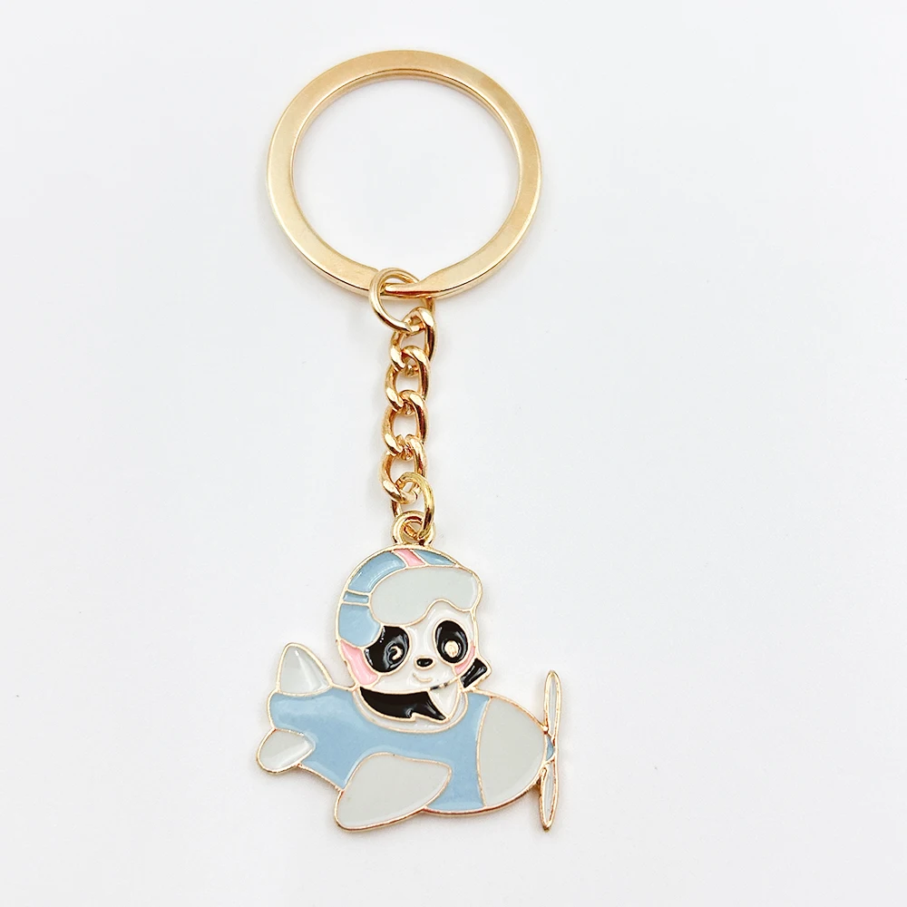 Panda Plane Cat Car Keyring para Mulheres e Crianças, New Fashion Chaveiro, Presente Da Jóia