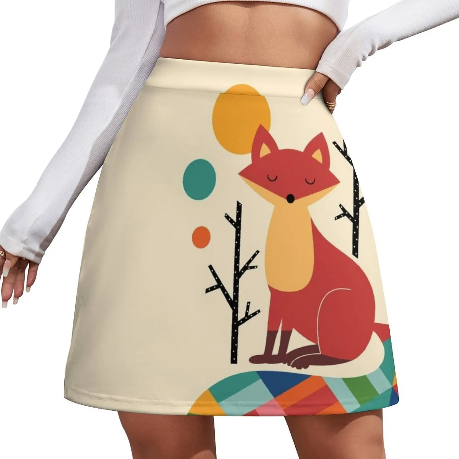 Rainbow Fox Mini Skirt Dresses Women's dress Mini Skirt