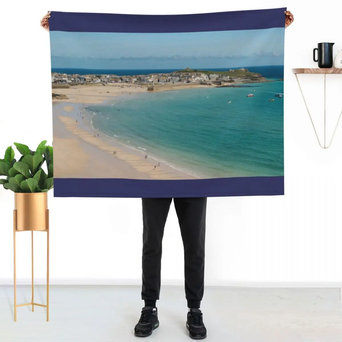 St Ives panorama Throw Blanket Outdoor Soft Blanket for Picnic Beach Camping