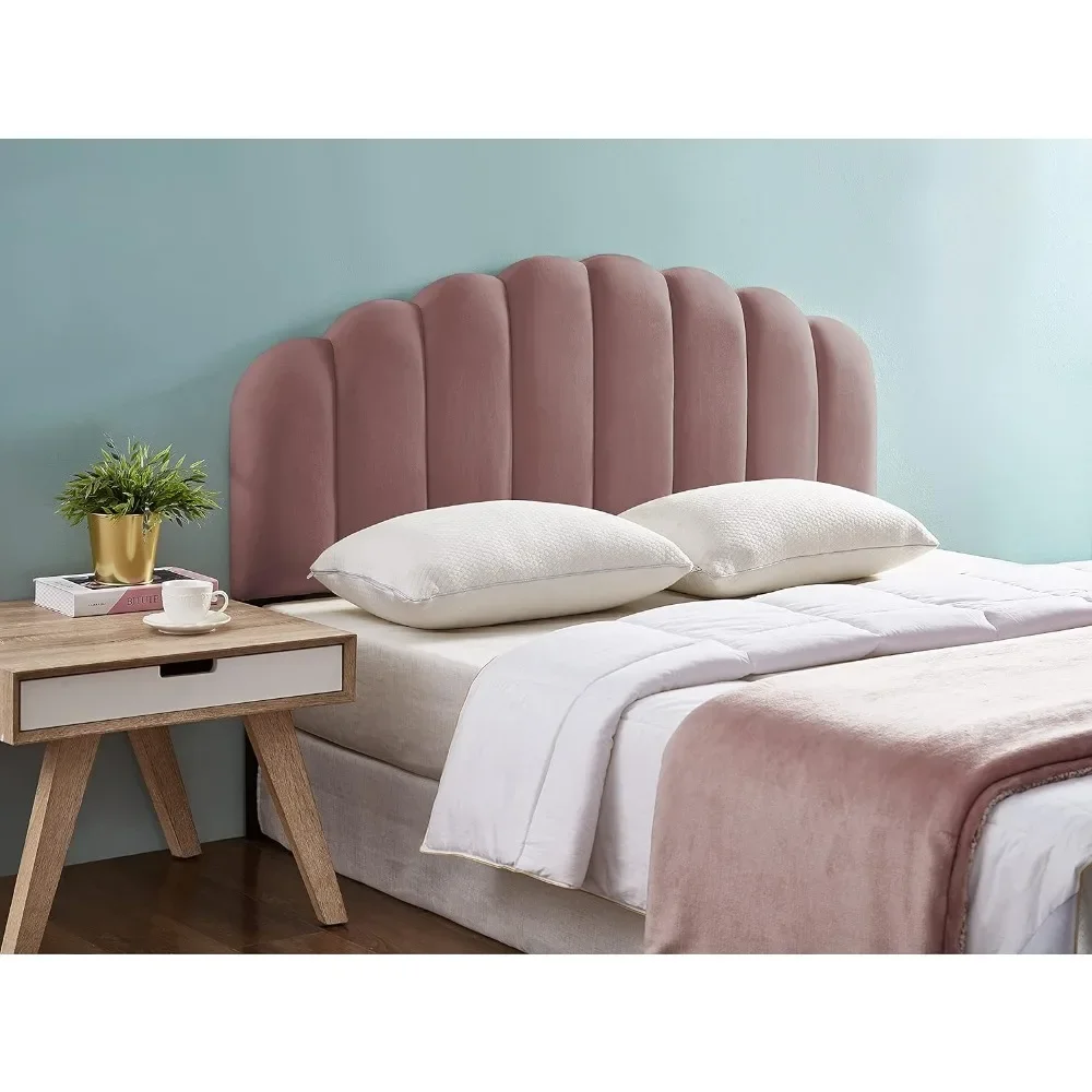 Bed Headboards Queen Full Size Bed Adjusted Height 42-50 Inch Beds and Furniture Tufted Velvet Upholstered Headboard Channel