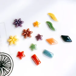 Zeroup Colori Misti Ceramica Fiore di Porcellana Star Cabochons di Vetro Cammeo Cabochon Retro Piatto Forniture per Monili Che Trovano 100 Pcs