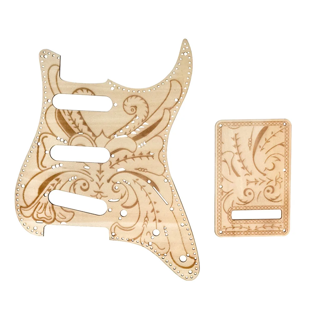 Guitar Pickguard Set SSS Carved Pickguard Backplate for Strat/Tele/P-Bass Guitar Parts & Accessories