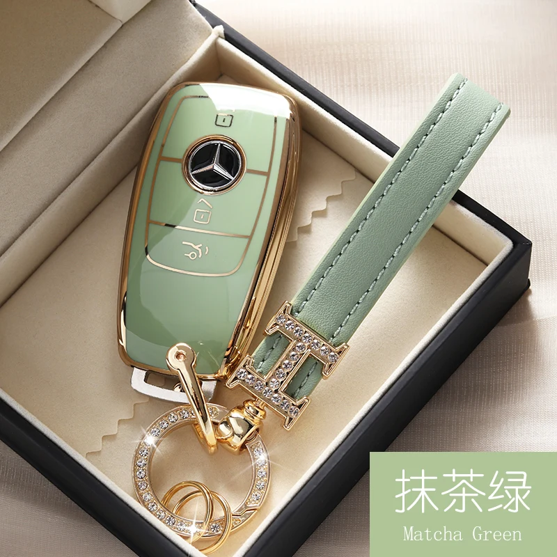 TPU Car Key Case Cover Fob Pouch for Mercedes Benz C260L A200L E200L E300L GLC260L Accessories Keychain Holder