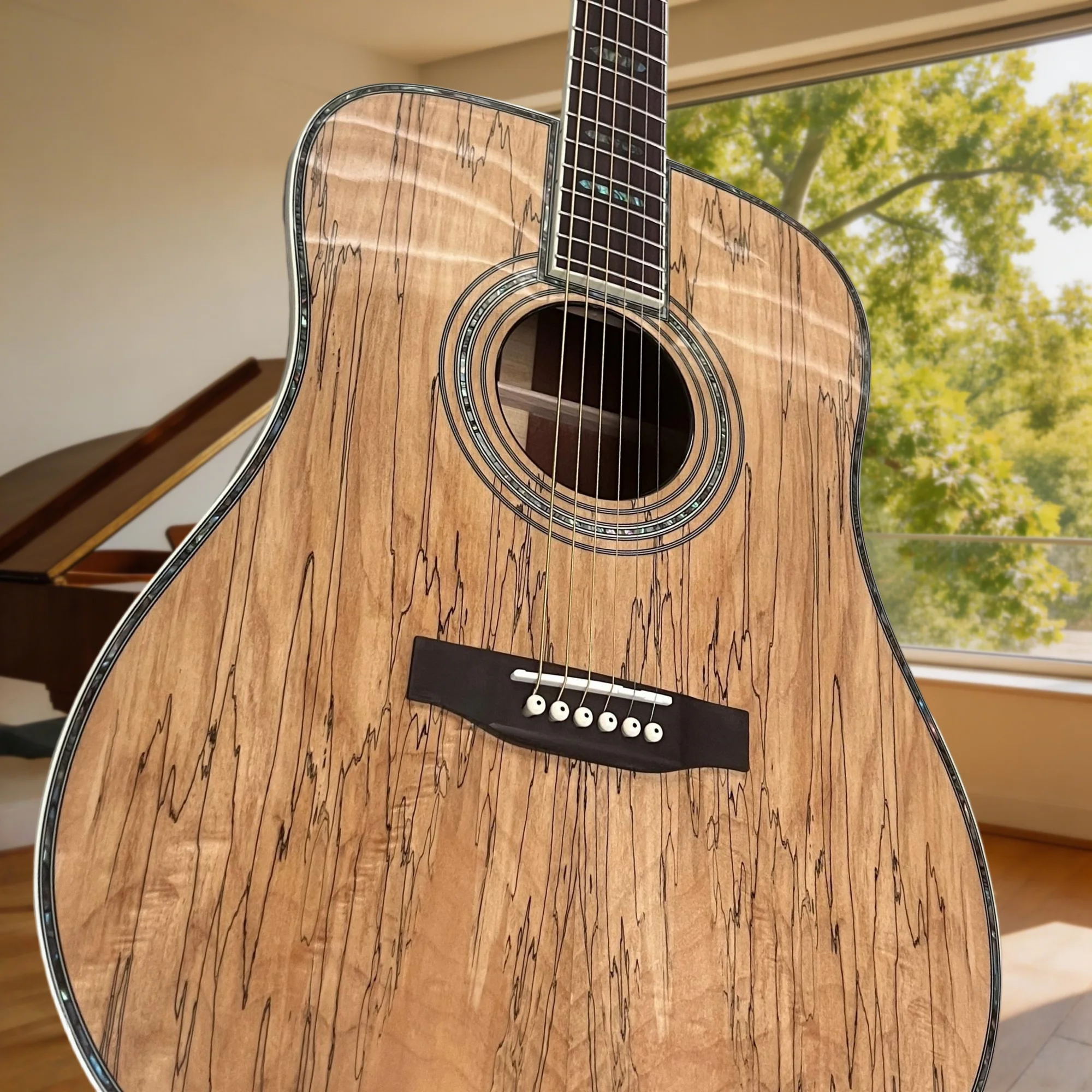 Free Shipping 41 Inch D Acoustic Guitar Special Texture Folk Guitar Wood Guitar Color Block Inlay Full Warm Tone Player Friendly