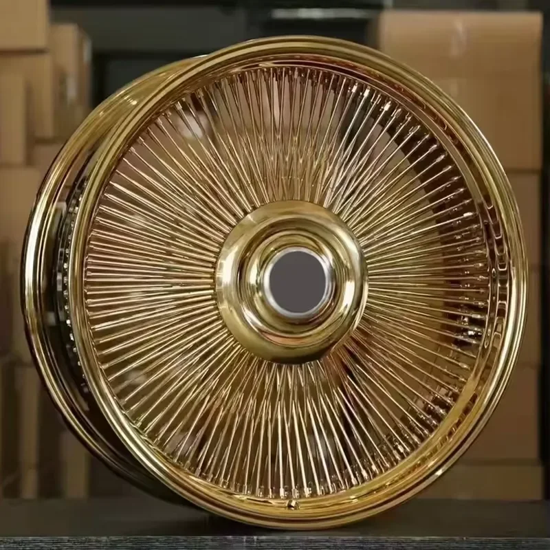 i 100-Spoke Wire Wheels Gold Chrome Rim Forged Alloy Condition 4-Piece MOQ for Cars