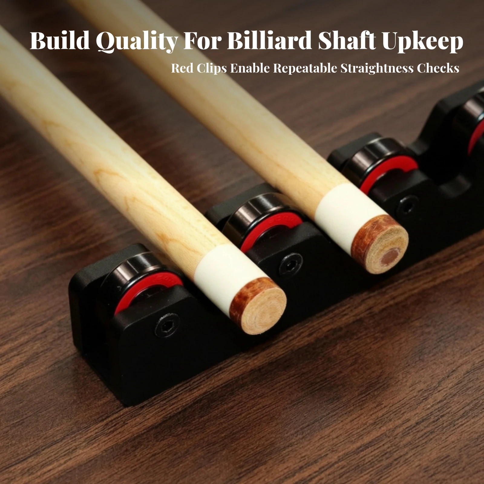 Pool Cue Straightness Checker with Rollers Accurate Billiard Cue Calibration Fixture Accessory Stable Compact for Workshops