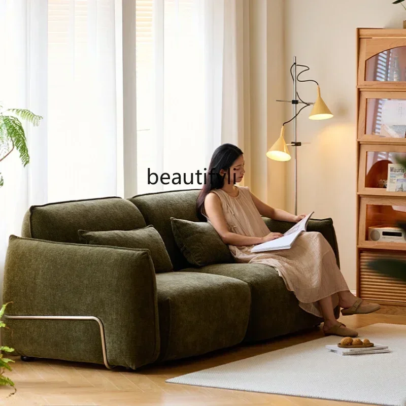 

LXLXFabric sofa living room small apartment retro furniture straight three-person sofaSSS