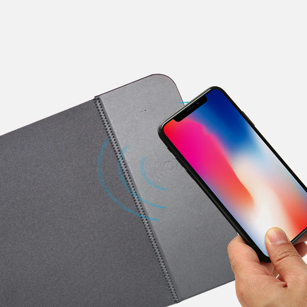 

Wireless Charging Mouse Pad 15W Fast Charging Black Large Anti slip Gaming Mat Foldable Material Long Life