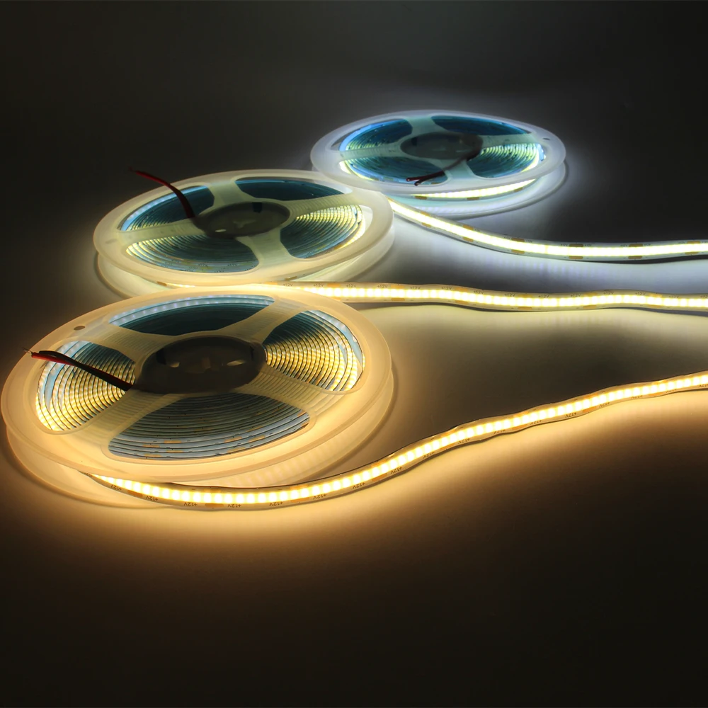 DC 12V 24V COB LED Strip Lights 8mm PCB 320LEDs/m Flex Tape Ribbon Room Decor 3000K 4000K 6000K 5M 10M Linear Dimmable Lamp