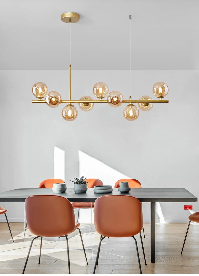 Modern Glass Ball Ceiling Chandelier for Table Dining Living Room Kitchen Island Pendant Lamp Home Decor Indoor Lighting Fixture