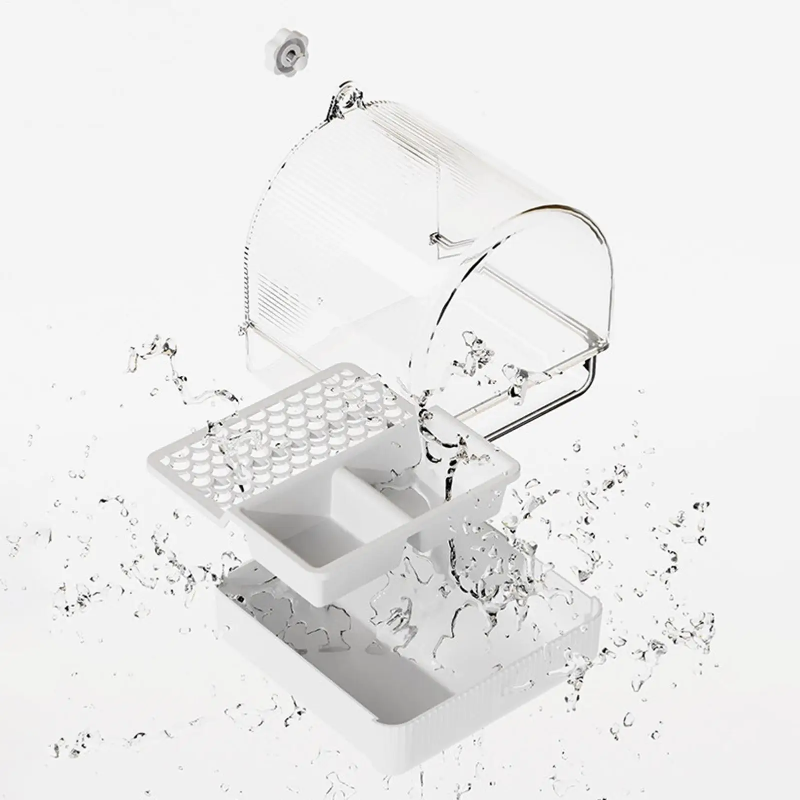 Parakeet Bird Bath Transparent Pull-Out Multifunctional With 2 Food Slots Bird Bath And Feeder For Lovebirds Canaries Budgies
