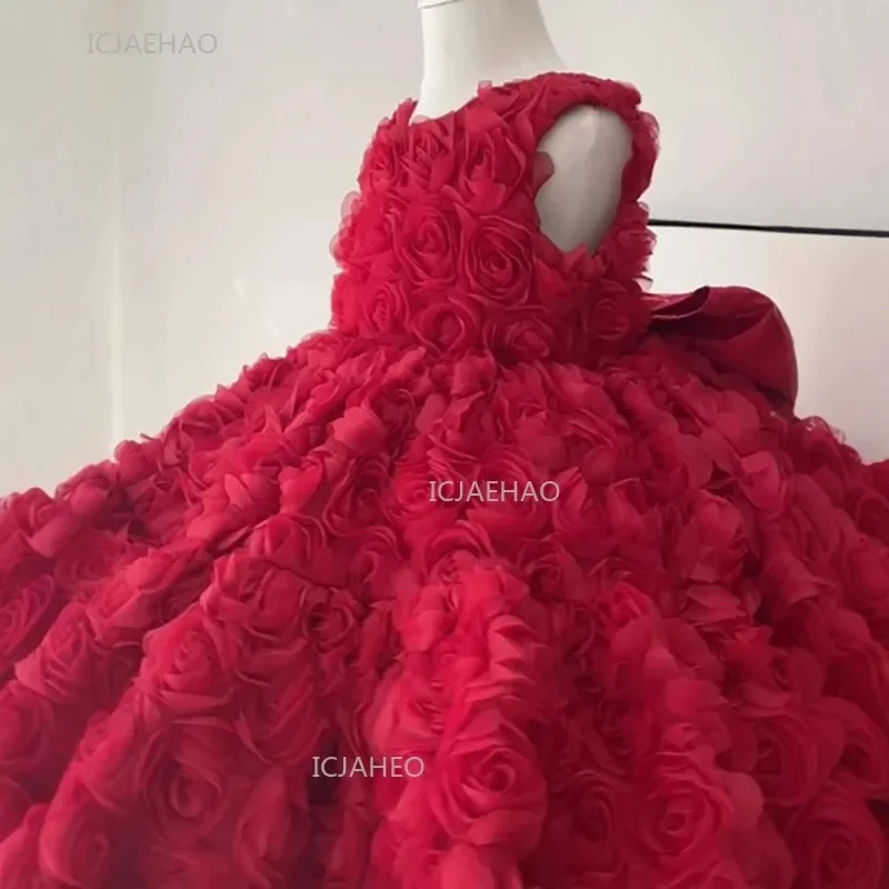 

Новогоднее корейское стильное платье принцессы с изображением дня рождения для маленьких девочек, праздничное праздничное платье с рождественскими эльфами, платье без рукавов с красным цветком