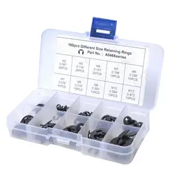 160 Piece E Clip Securing Ring Sprengring Seegerring Assortment Kit, 2-12mm