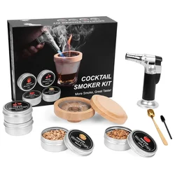 Cocktail Smoker Kit with Torch Old Fashioned Kit Drink Smoker Infuser Kit for Whiskey Bourbon Brandy Wine Cocktails Man Gift